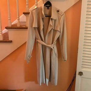 Joan Vass imitation Suede wrap coat. Unlined. Below knee length.